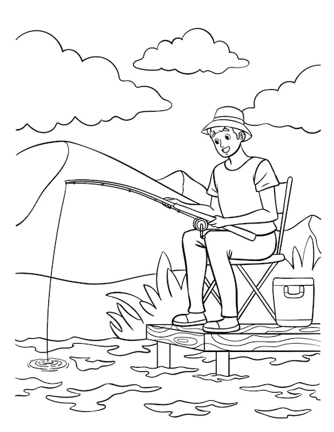 Fishing Coloring Page for Kids