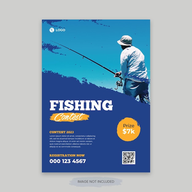 Fishing contest flyer template editable fishing poster design