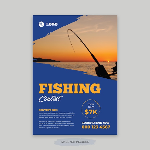 Vector fishing contest flyer template editable fishing poster design