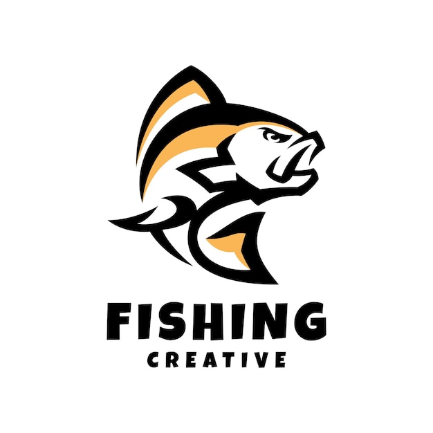 Vector fishing creative logo design template