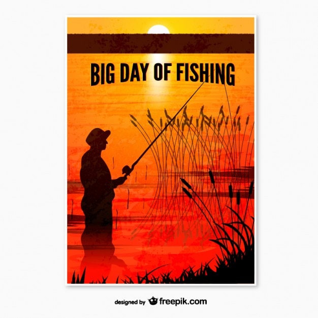 Vector fishing day poster