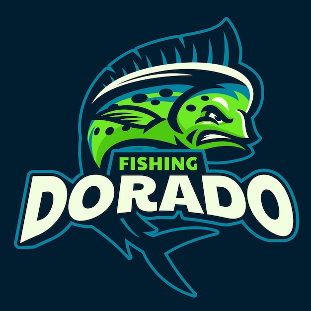 Vector fishing dorado logo mascot ontwerp