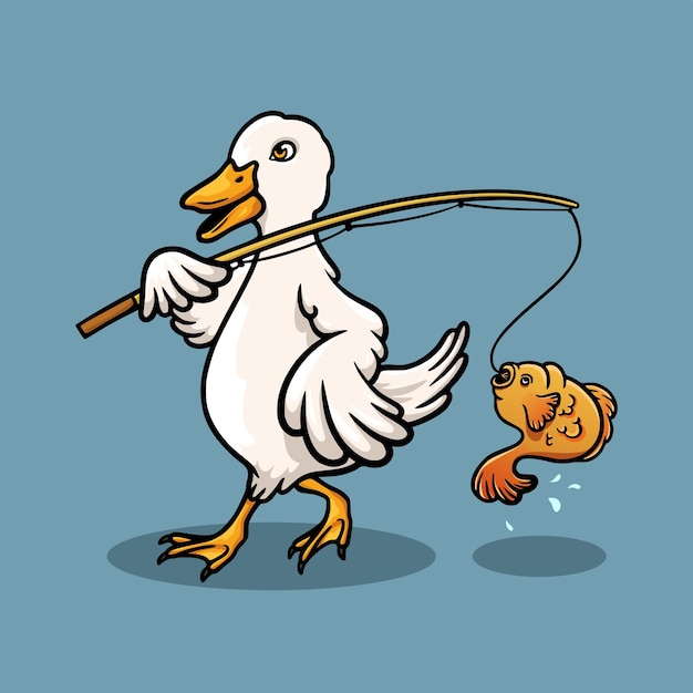 Fishing duck logo vector