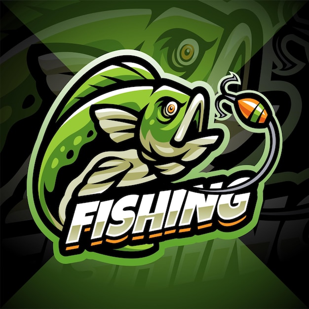 Vector fishing esport mascot logo design