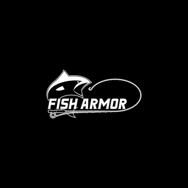 Gioco di pesca mascotte logo design pesce logo vettoriale con gancio