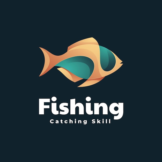 Fishing Gradient Colorful Style logo template