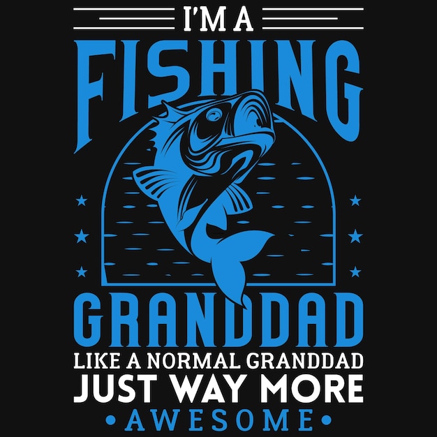 Disegno della maglietta del nonno di pesca