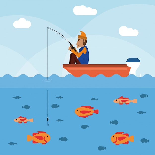 Vector fishing graphic design