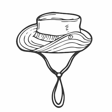 Premium Vector  Fishing hat doodle bucket hat travel and fishing concept