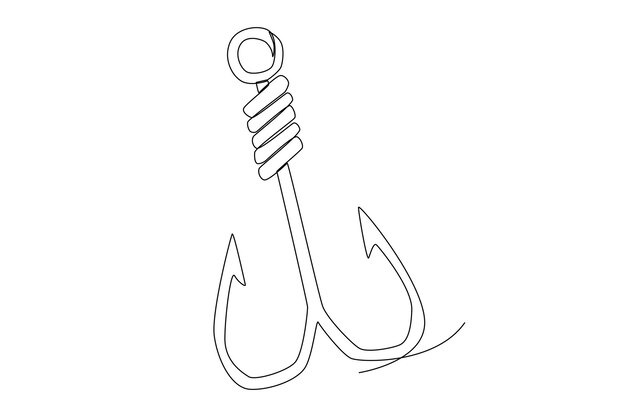 A fishing hook for fishing outdoor one line art