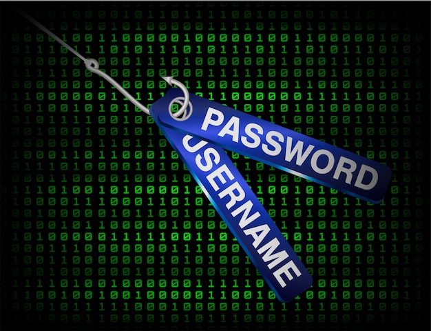 Vettore gancio di pesca phishing hack nome utente e password