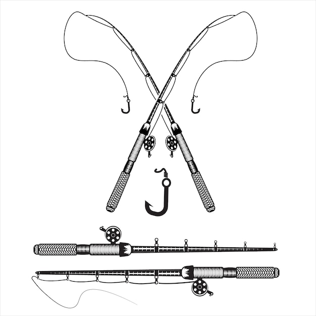 Fishing hook stick vector design.