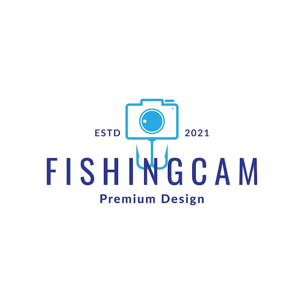 Vector fishing hook with camera logo symbol icon vector graphic design illustration idea creative