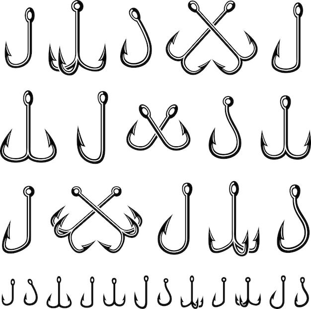 Premium Vector  Fishing hooks set vector