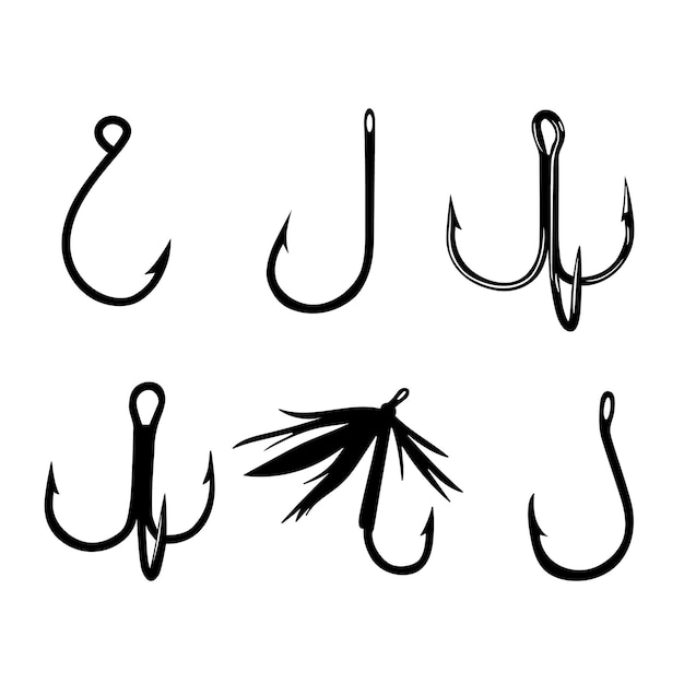 Premium Vector  Fishing hooks set