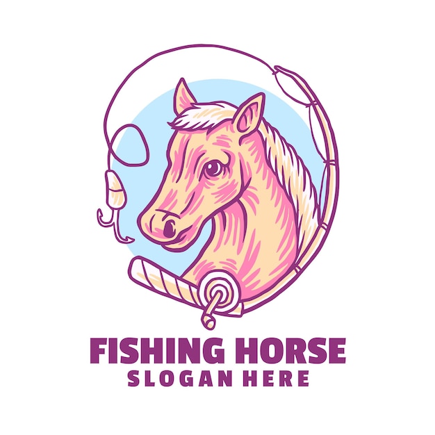 Fishing horse logo template