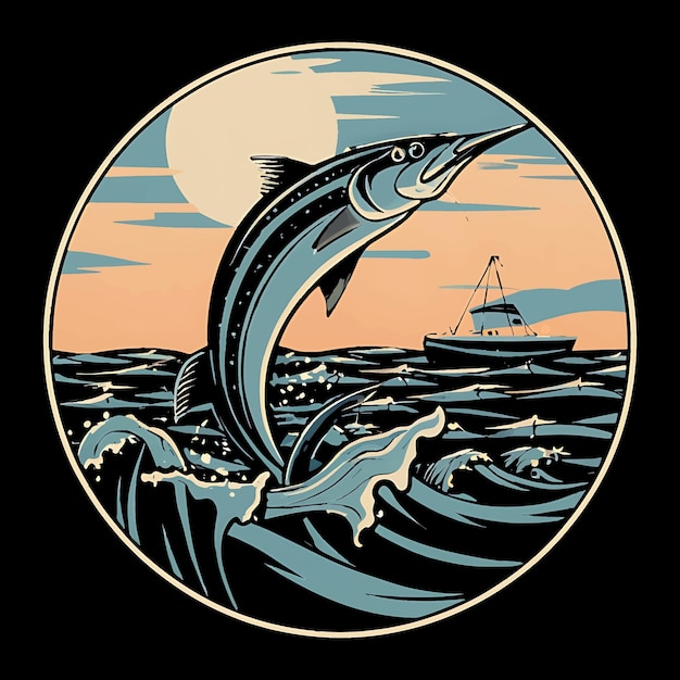 Fishing illustration T shirt design