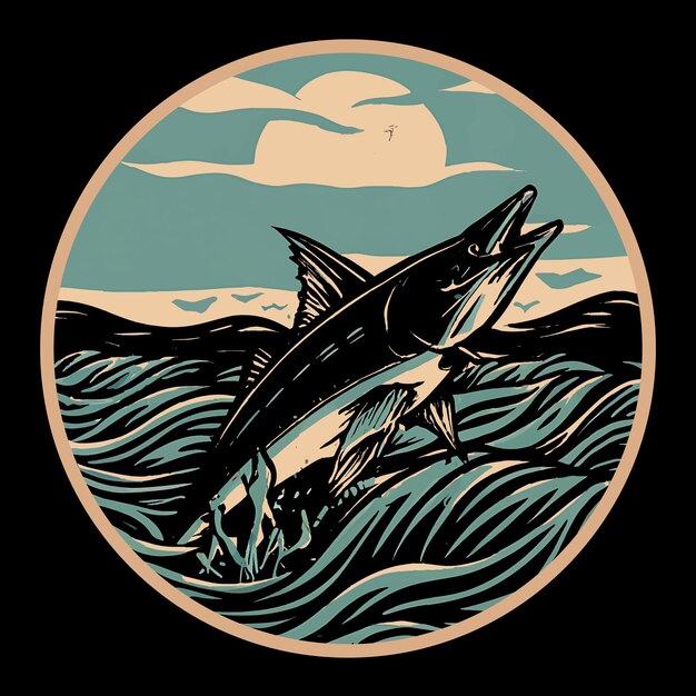 Fishing illustration T shirt design