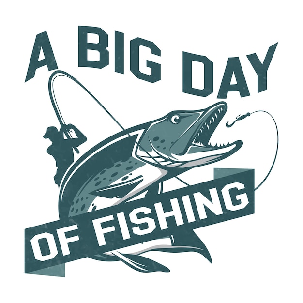 Fishing illustration for t shirt graphic Premium Vector