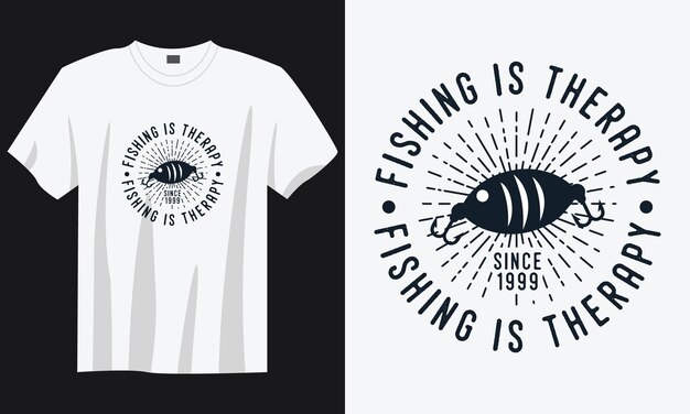 fishing is my therapy vintage retro style fishing tshirt design