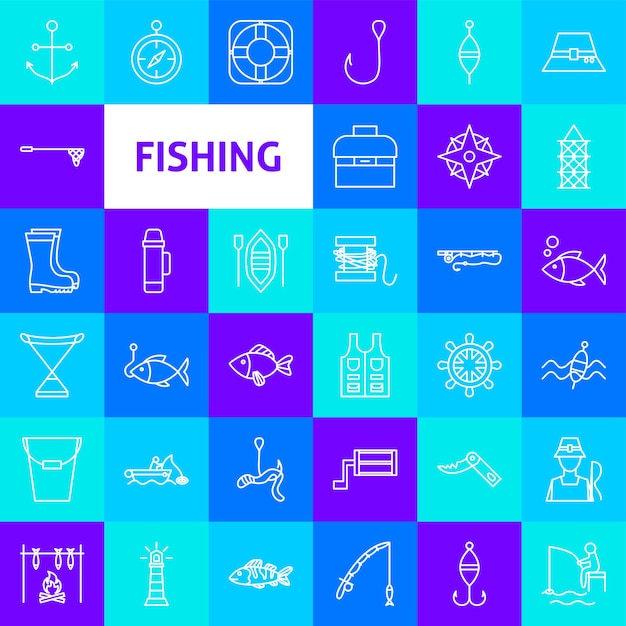 Fishing line icons