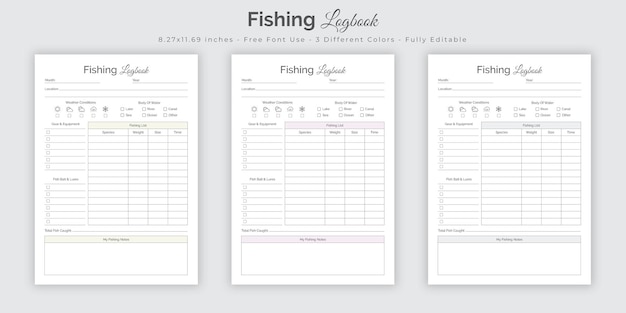 Premium Vector  Fishing log book and fishing tracker planner