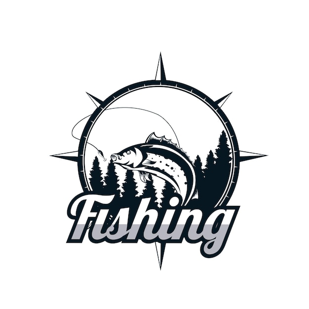 Векторная иллюстрация шаблона логотипа рыбалки