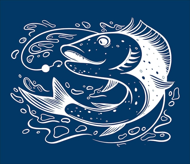 Рыбалка логотип рыба охота на приманку Хищная рыба на крючке Рыбалка на удочку