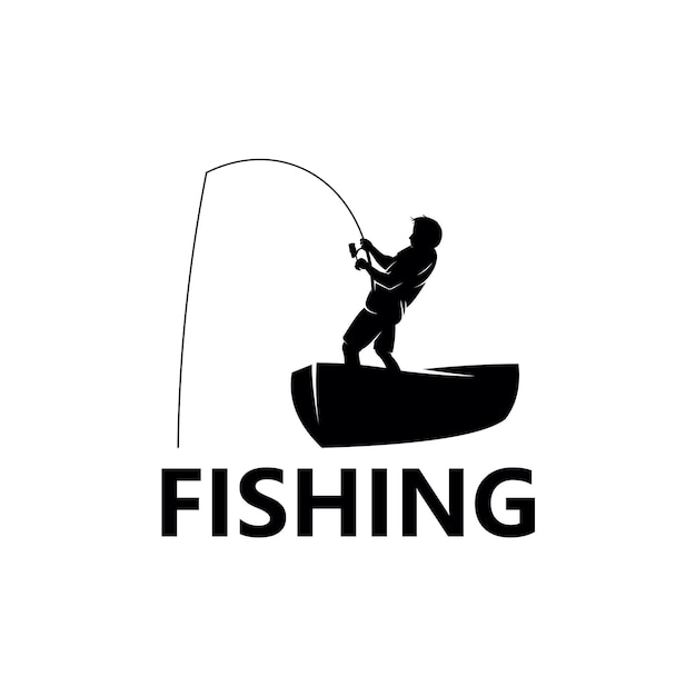 Vettore di progettazione del modello di logo di pesca, emblema, concetto di design, simbolo creativo, icona