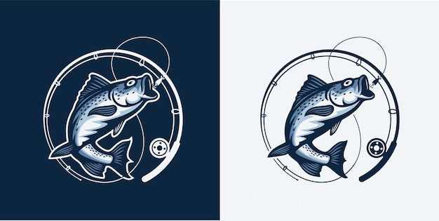 釣りのロゴのテンプレートプレミアムベクトル