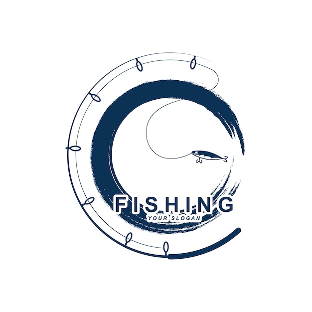 Fishing logo vector with slogan template