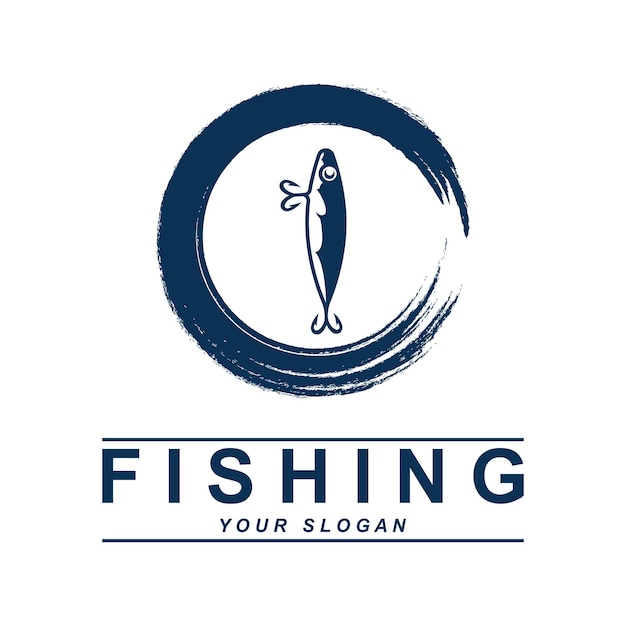 Fishing logo vector with slogan template