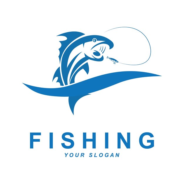 Fishing logo vector with slogan template