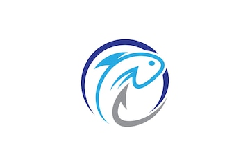 Premium Vector  Fishing logo with fish and hook in circle shape