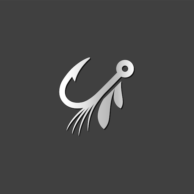 fishing lure icon in metallic grey color style sport water attracts