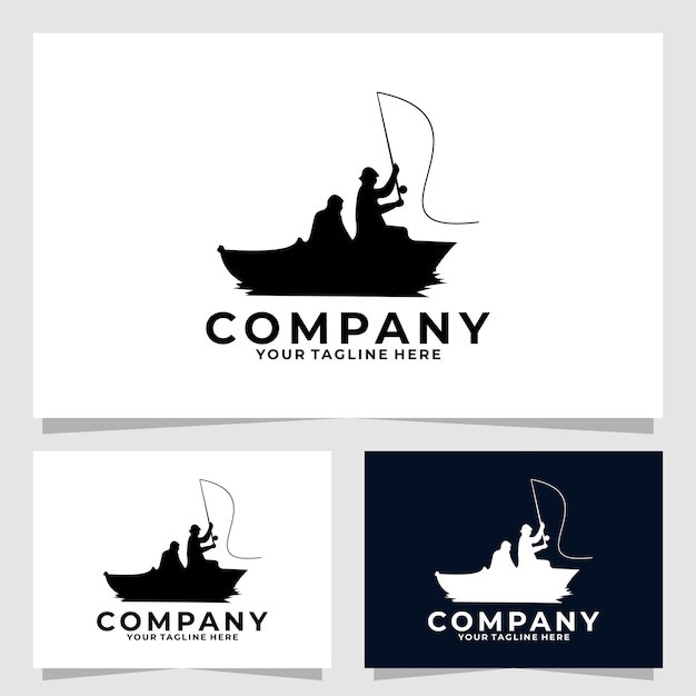 Fishing man logo vector design silhouette