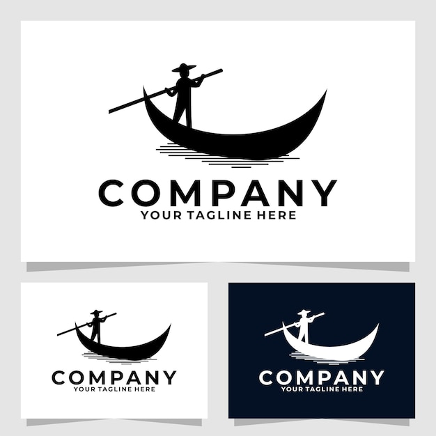 Силуэт векторного дизайна логотипа рыбака