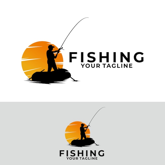 Fishing man logo vector isolated