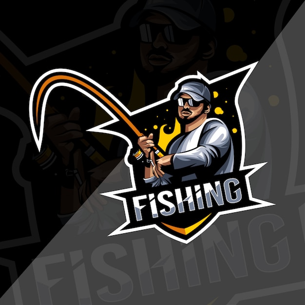 Fishing mascot logo esport template