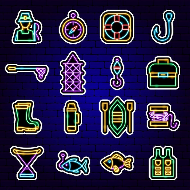 Fishing Neon Stickers