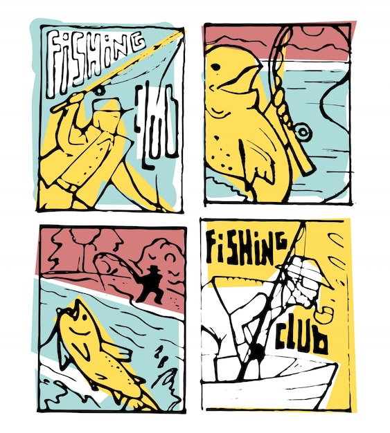 Fishing poster set