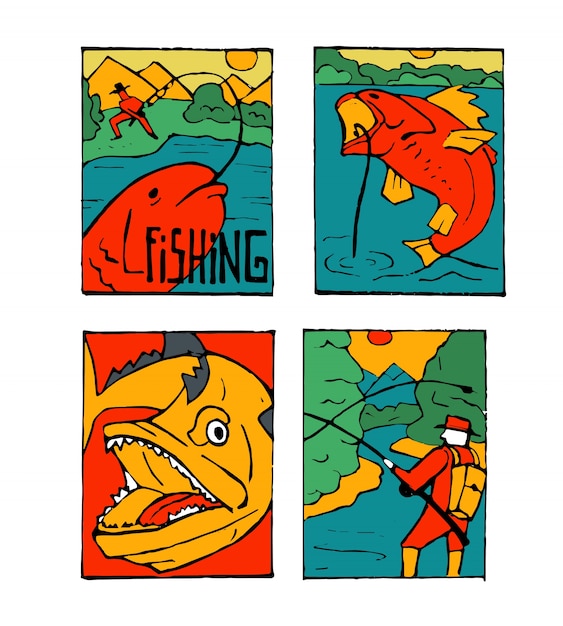 Fishing poster set