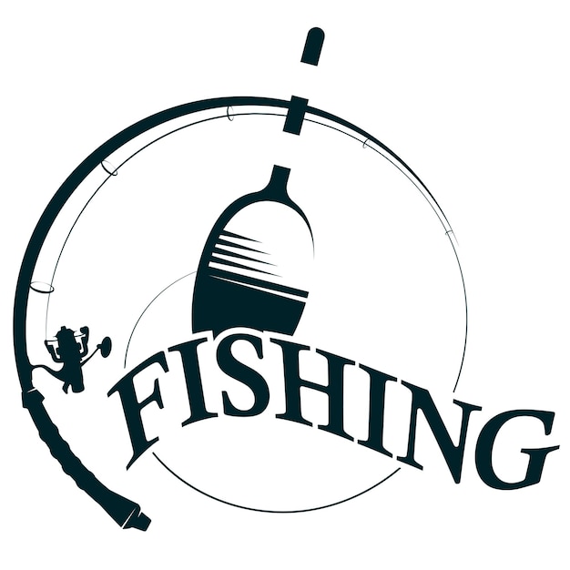 Fishing rod and float symbol for fishing