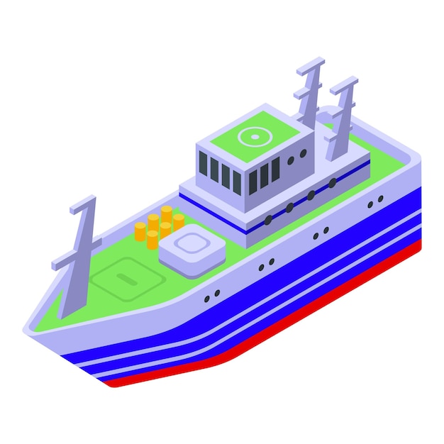 Vettore icona della nave da pesca icona vettoriale della nave da pesca isometrica per il web design isolato su sfondo bianco