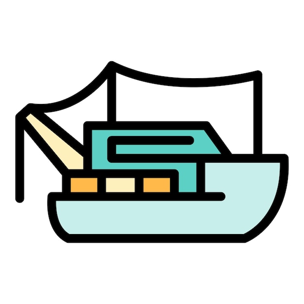 Vector fishing ship icon outline fishing ship vector icon color flat isolated