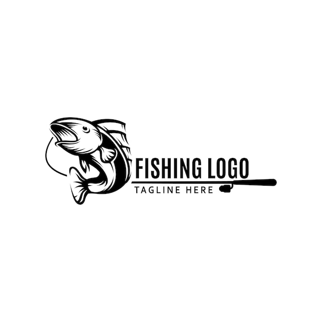 Fishing silhouette logo template vector