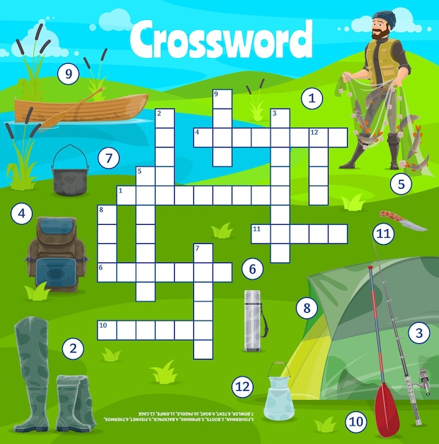 Fishing sport and camping items crossword puzzle