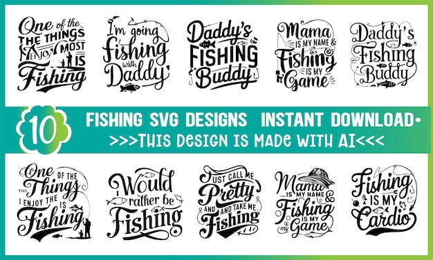 Vettore disegni di pesca svg