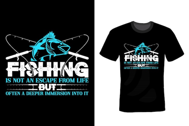 Vector fishing t shirt design typography vintage