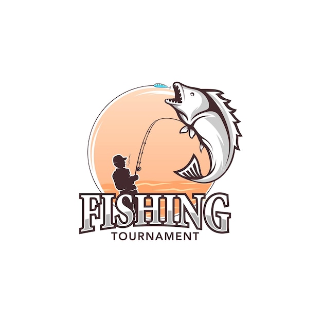 Vettore vettore del logo dell'illustrazione del torneo di pesca